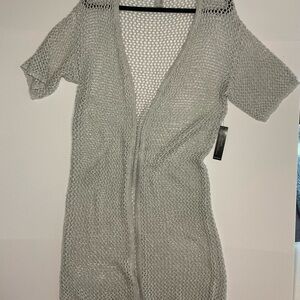 Womens Silver Metallic Duster Cardigan by Venus NWT